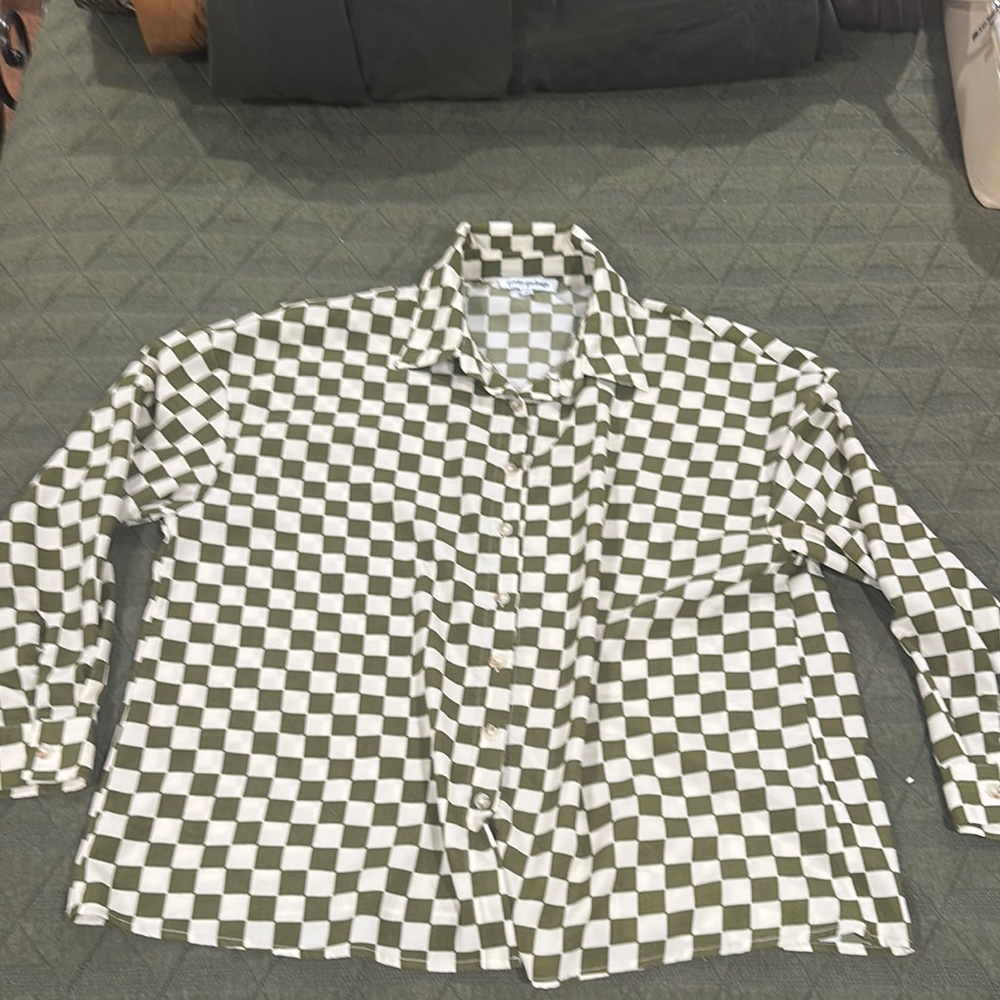 Checkered Green and White Women's Shorts
